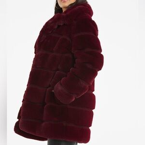 Burgundy Faux Fur Coat